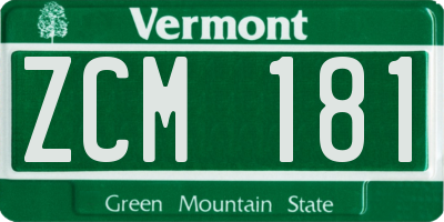 VT license plate ZCM181