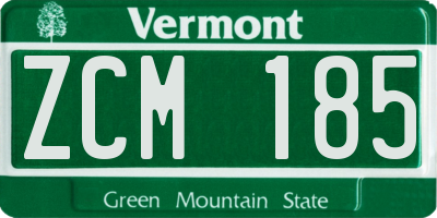VT license plate ZCM185