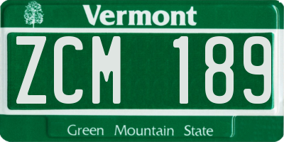 VT license plate ZCM189