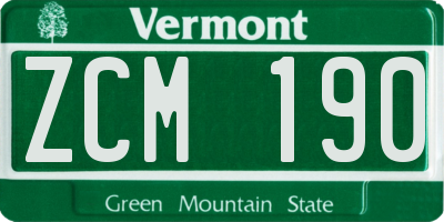 VT license plate ZCM190