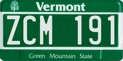 VT license plate ZCM191