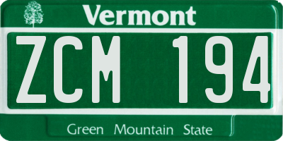 VT license plate ZCM194
