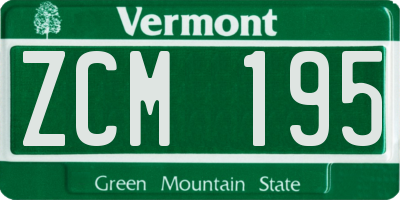 VT license plate ZCM195