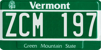 VT license plate ZCM197