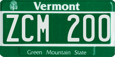 VT license plate ZCM200