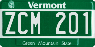 VT license plate ZCM201