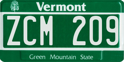 VT license plate ZCM209
