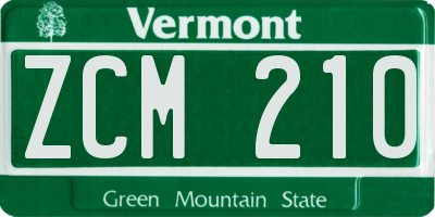 VT license plate ZCM210