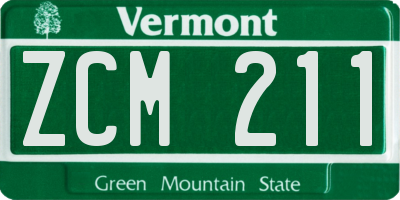 VT license plate ZCM211