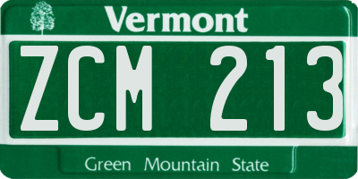 VT license plate ZCM213