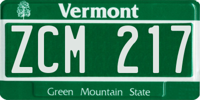 VT license plate ZCM217