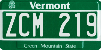 VT license plate ZCM219
