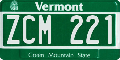 VT license plate ZCM221