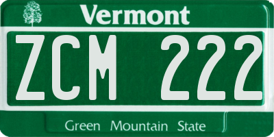 VT license plate ZCM222