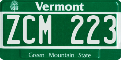 VT license plate ZCM223