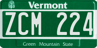 VT license plate ZCM224