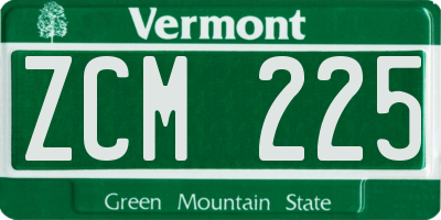 VT license plate ZCM225