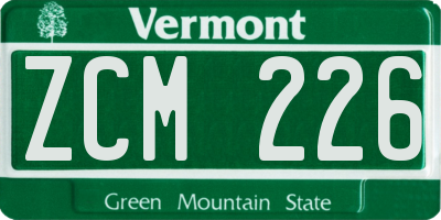 VT license plate ZCM226