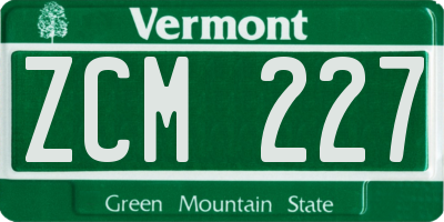 VT license plate ZCM227