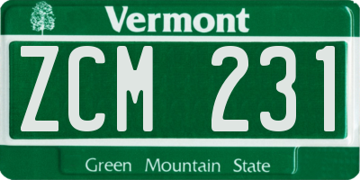 VT license plate ZCM231