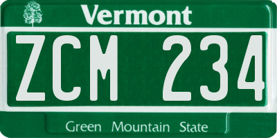VT license plate ZCM234