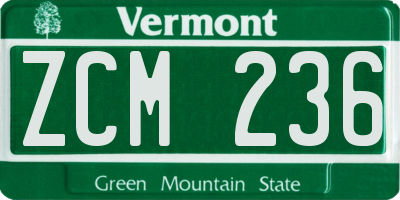VT license plate ZCM236