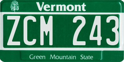 VT license plate ZCM243