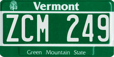 VT license plate ZCM249