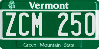 VT license plate ZCM250