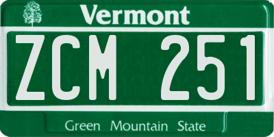 VT license plate ZCM251