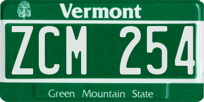 VT license plate ZCM254