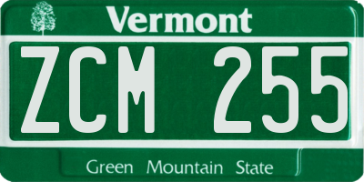 VT license plate ZCM255