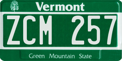 VT license plate ZCM257