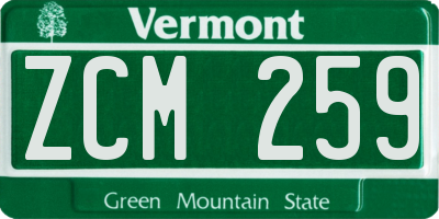 VT license plate ZCM259