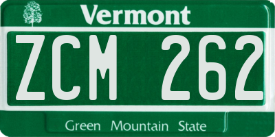 VT license plate ZCM262
