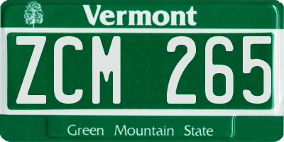 VT license plate ZCM265