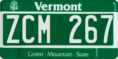 VT license plate ZCM267