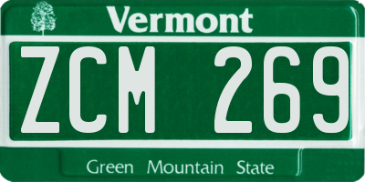 VT license plate ZCM269