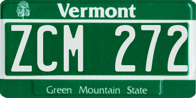 VT license plate ZCM272