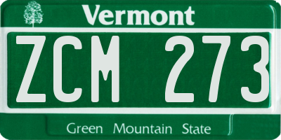 VT license plate ZCM273