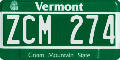 VT license plate ZCM274