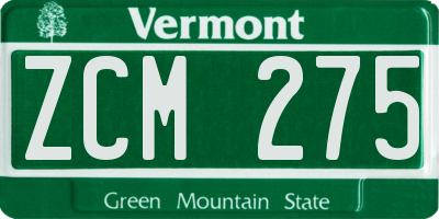 VT license plate ZCM275