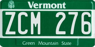 VT license plate ZCM276