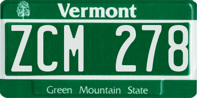 VT license plate ZCM278