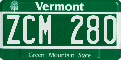 VT license plate ZCM280