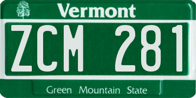 VT license plate ZCM281