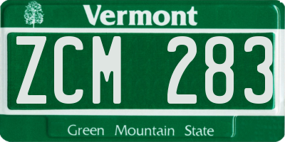 VT license plate ZCM283