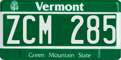 VT license plate ZCM285
