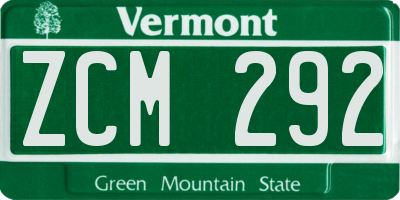 VT license plate ZCM292