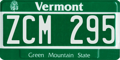 VT license plate ZCM295